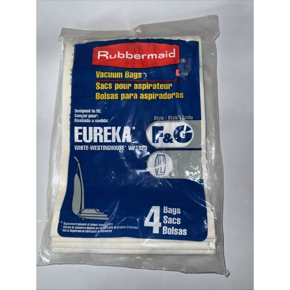 Rubbermaid Vacuum Bags, Style F & G ‑ 4 bags Eureka White-Westinghouse (4944)